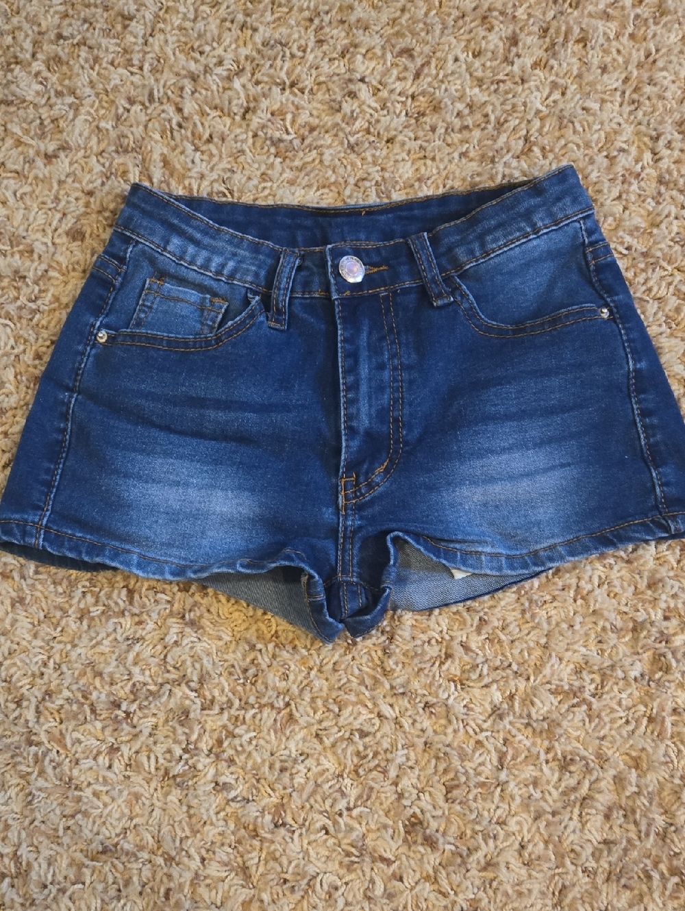 SHEIN Dark Blue Denim High-Rise Jean Shorts